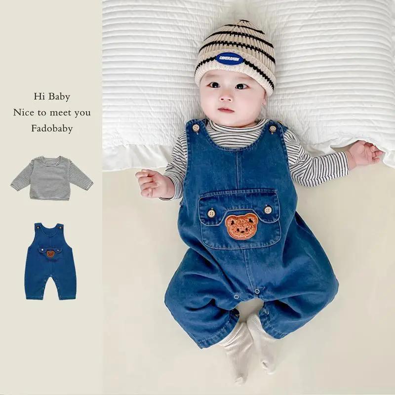 【冬季大促】韩版23秋装婴儿牛仔背带裤男女宝宝连体衣