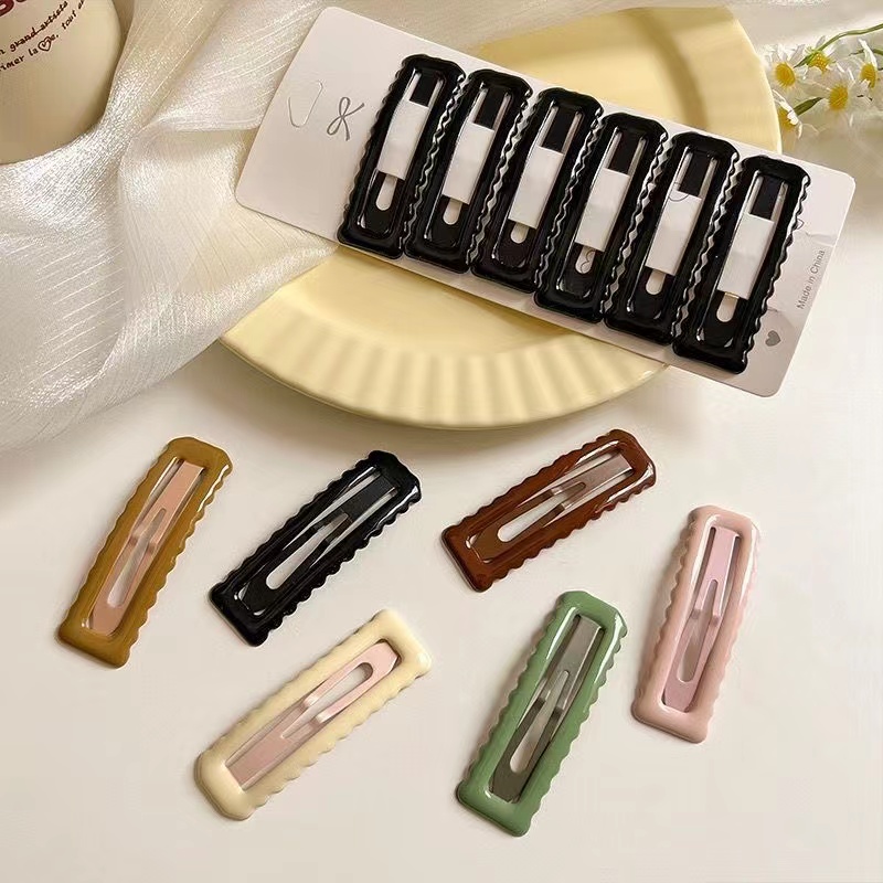 网红亮面方形波浪碎发气质BB夹刘海夹糖果色