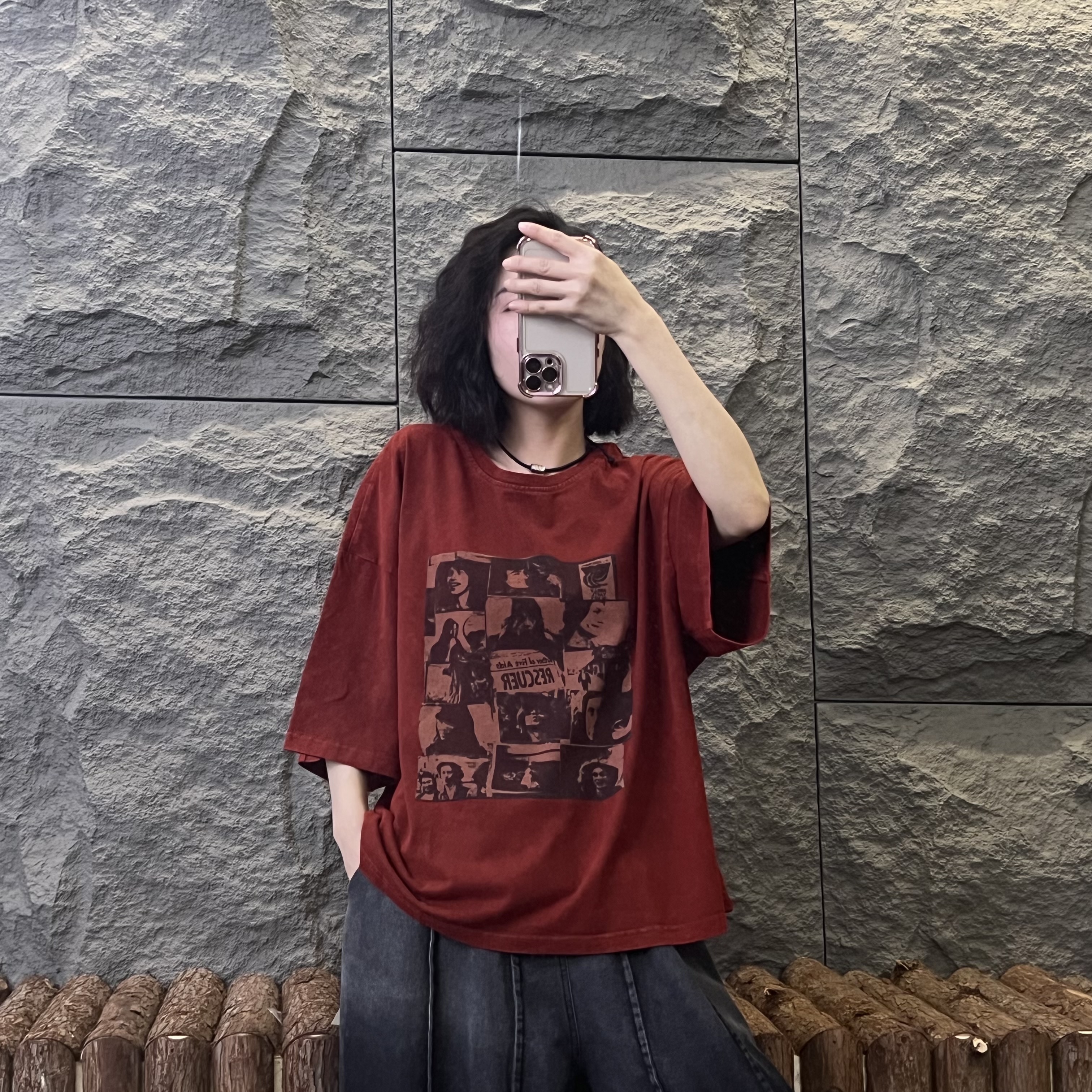 139 夏季新款印花圆领短袖T恤女士宽松休闲百搭棉质透气打底半袖