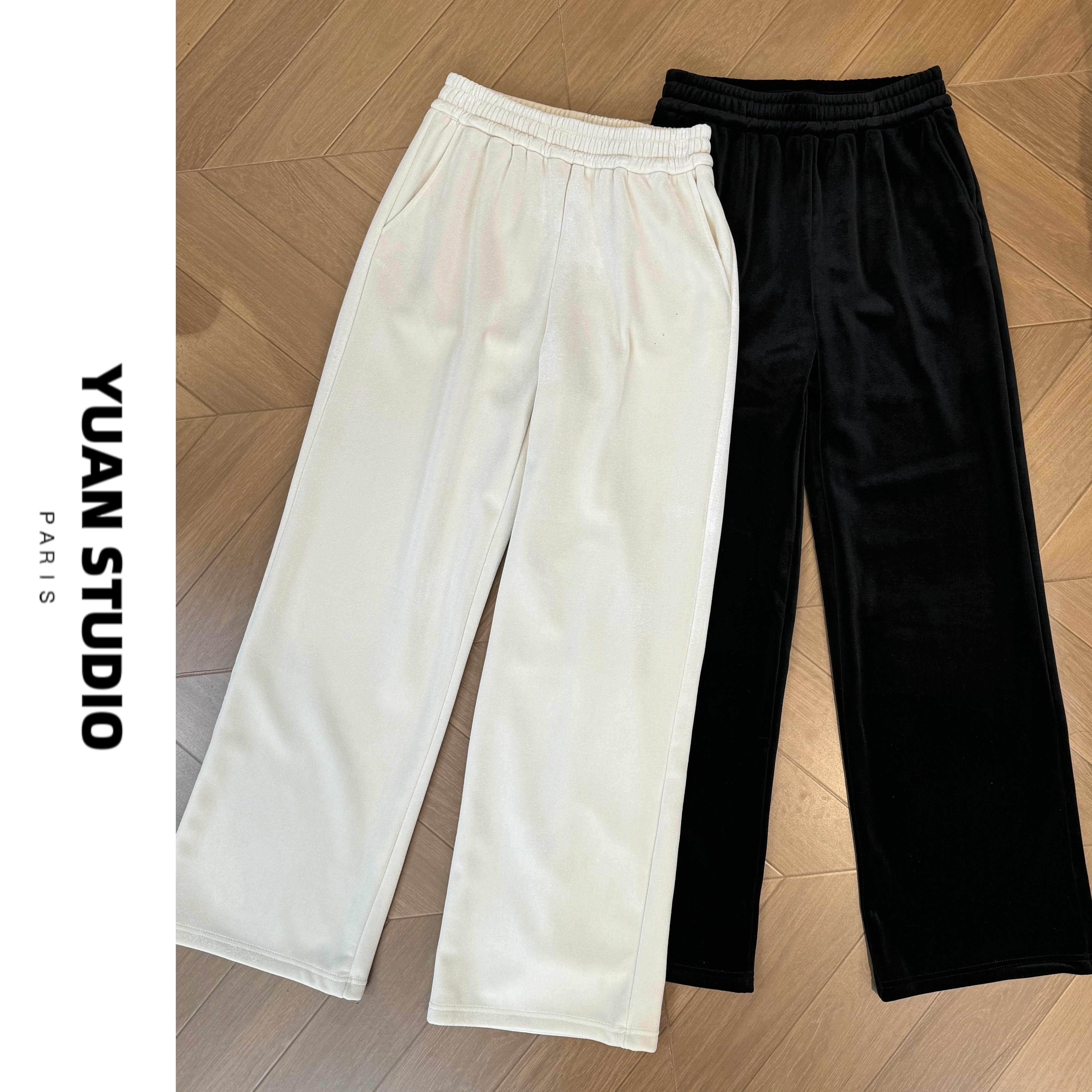 YUAN 【云朵裤】高品质丝绒直筒阔腿百搭显瘦休闲加绒保暖长裤