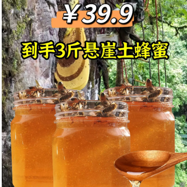 【到手三斤】传统正宗悬崖蜜深山土蜂蜜 纯蜂蜜成熟蜜