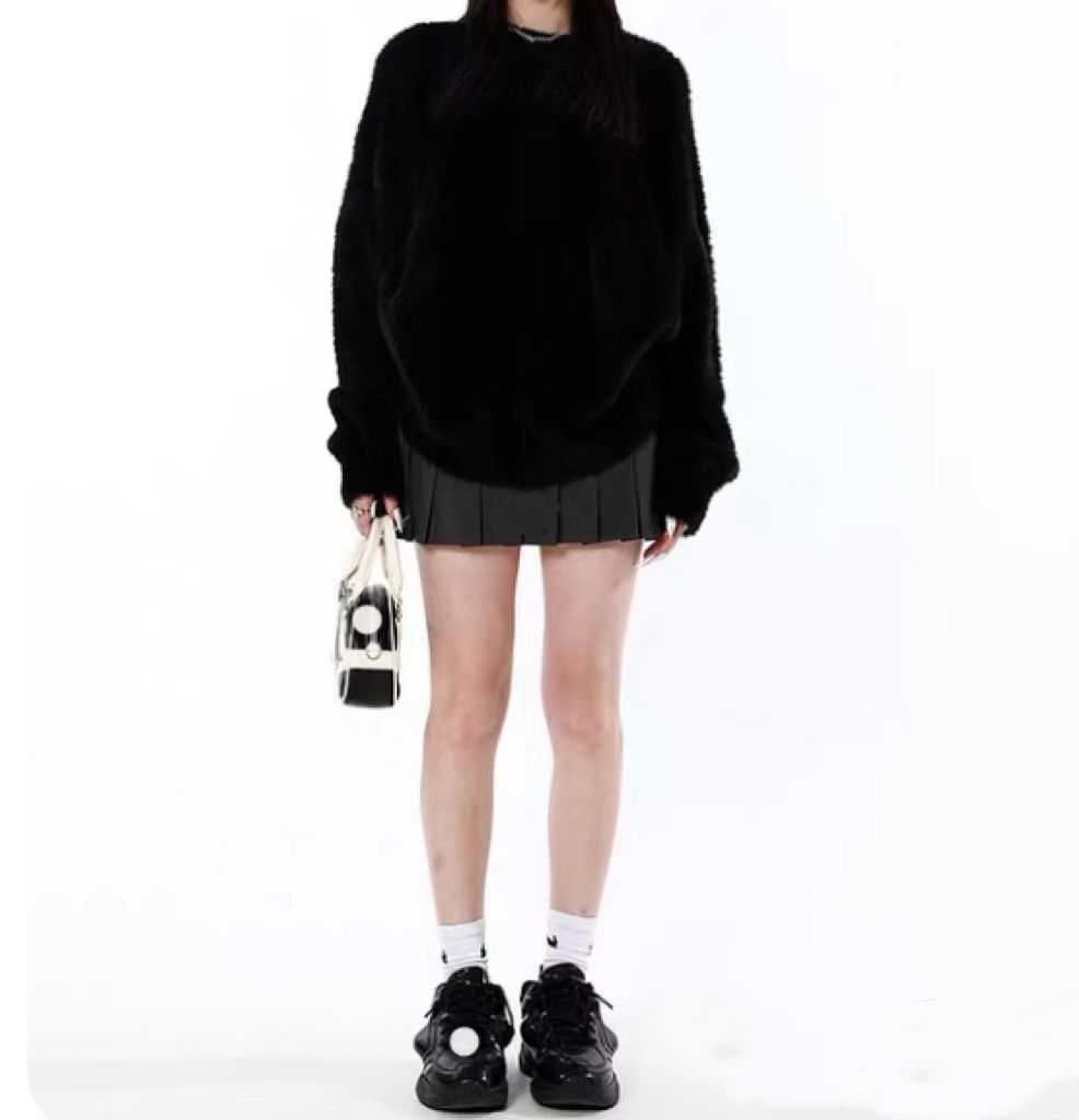 [胖鹅张] 简约黑色水水D毛衣 #917[实物以直播间展示为准]