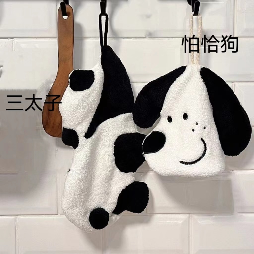 北极熊熊猫擦手巾挂式吸水卫生间吸水毛巾儿童可爱卡通洗手巾