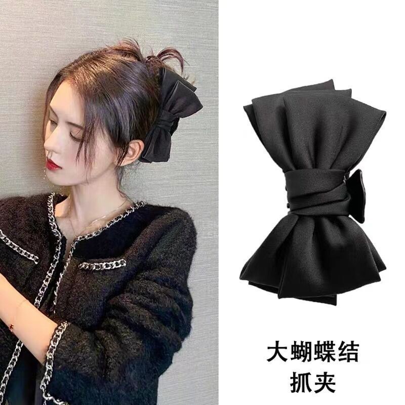 张予馨同款黑色双面蝴蝶结抓夹