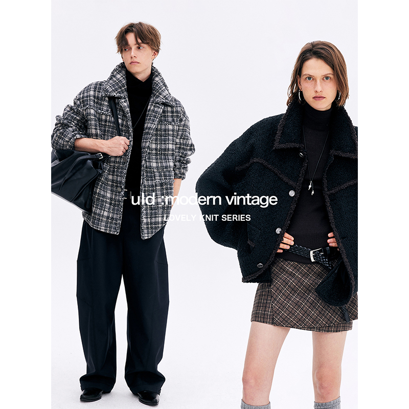 ULD/90s中古gentle小香手工织带雪花肌理复古澳毛小香夹克 外套QC