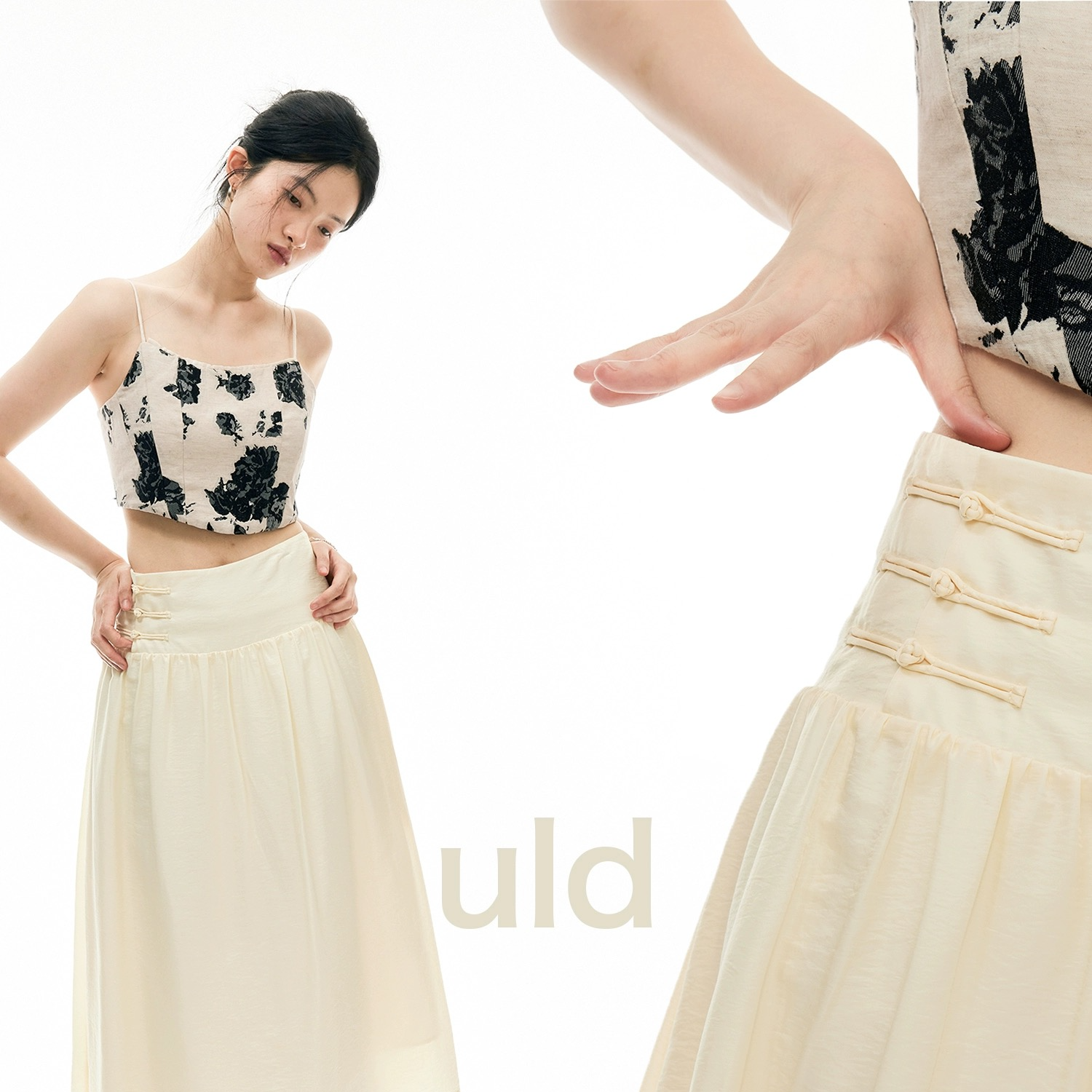 ULD/ofg系列日产铜氨丝纤维雾面光泽感新中式盘扣半裙 QC