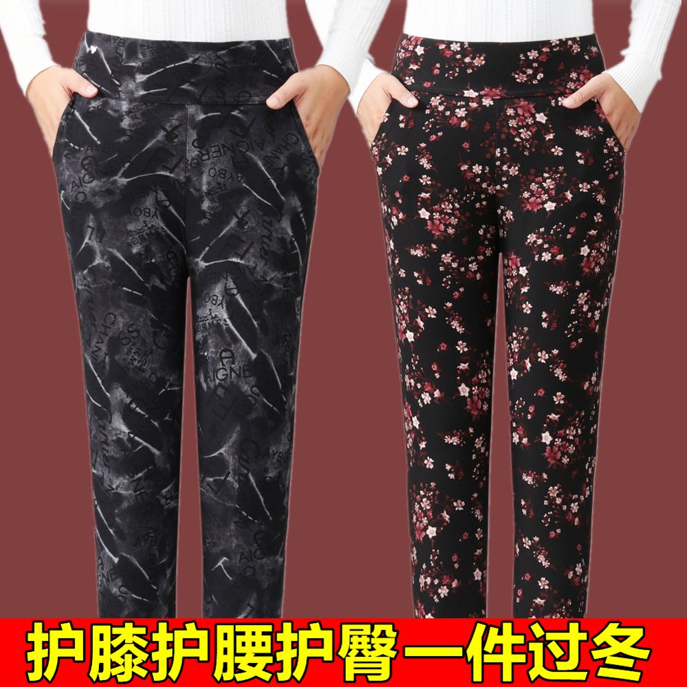 冬季中老年女裤驼棉棉裤护腰护膝加厚保暖裤妈妈裤高腰外穿裤冬