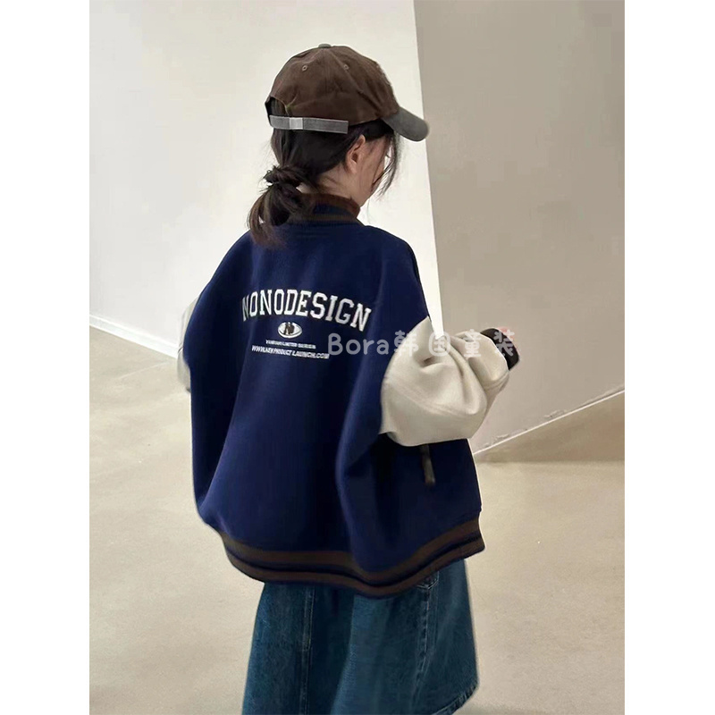 女童外套加厚夹棉保暖儿童棒球服秋冬装2024新款韩范学院风夹克衫