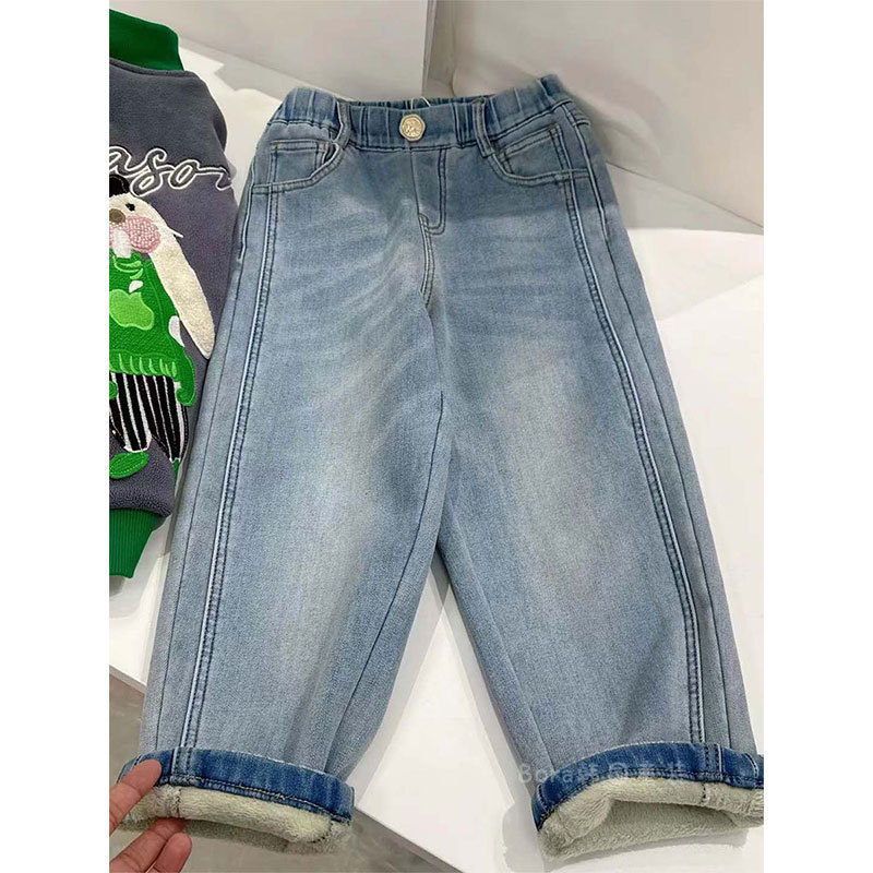 韩国男女儿童裤子春秋装2024新款中大童酷帅百搭牛仔裤潮