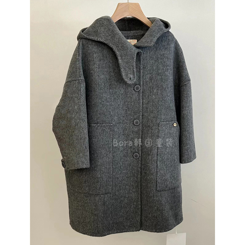 男童大衣呢子长款加厚保暖儿童外套连帽秋冬装2024新款女童上衣潮