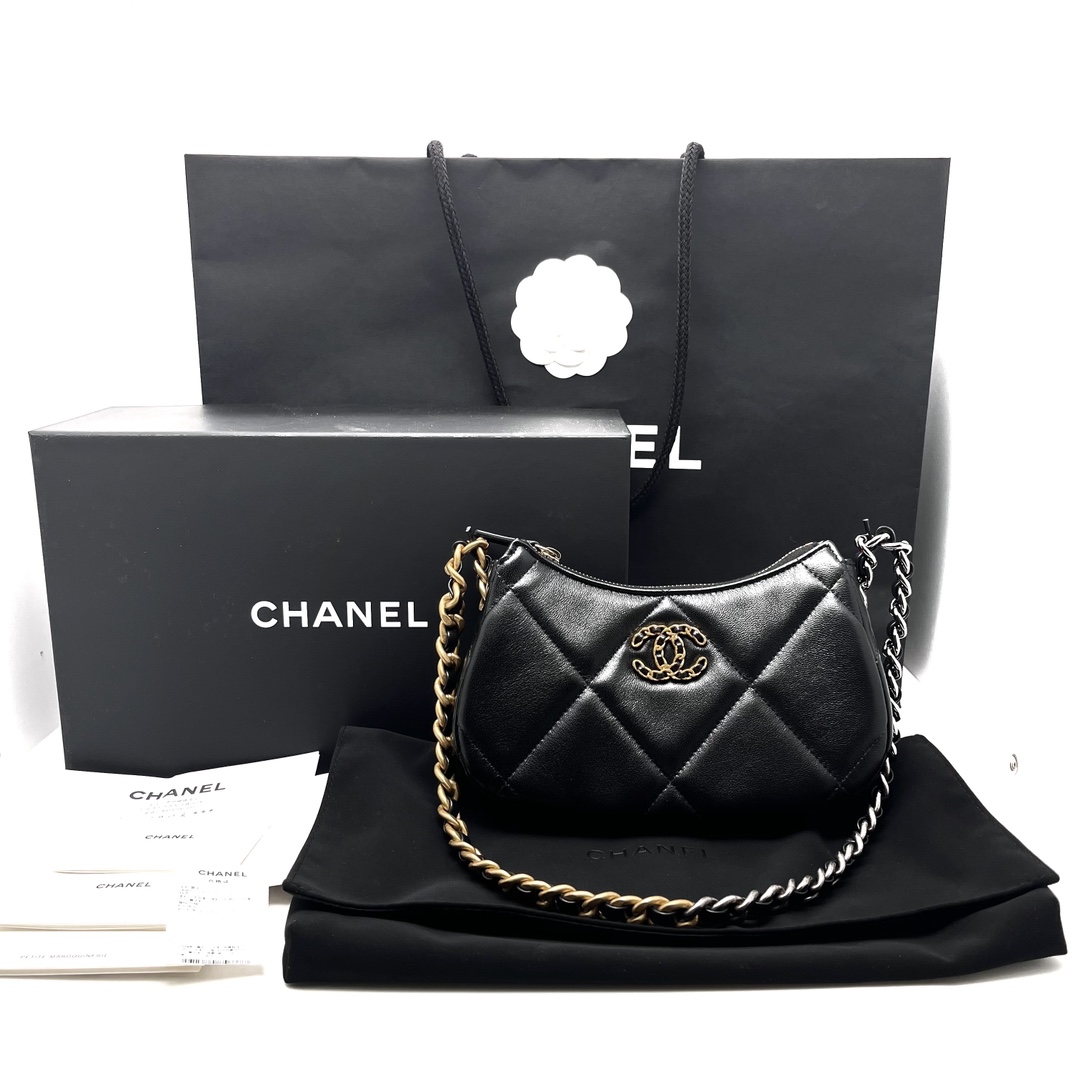 全新未使用  Chanel香奈儿 黑金24p 19hobo 链条包