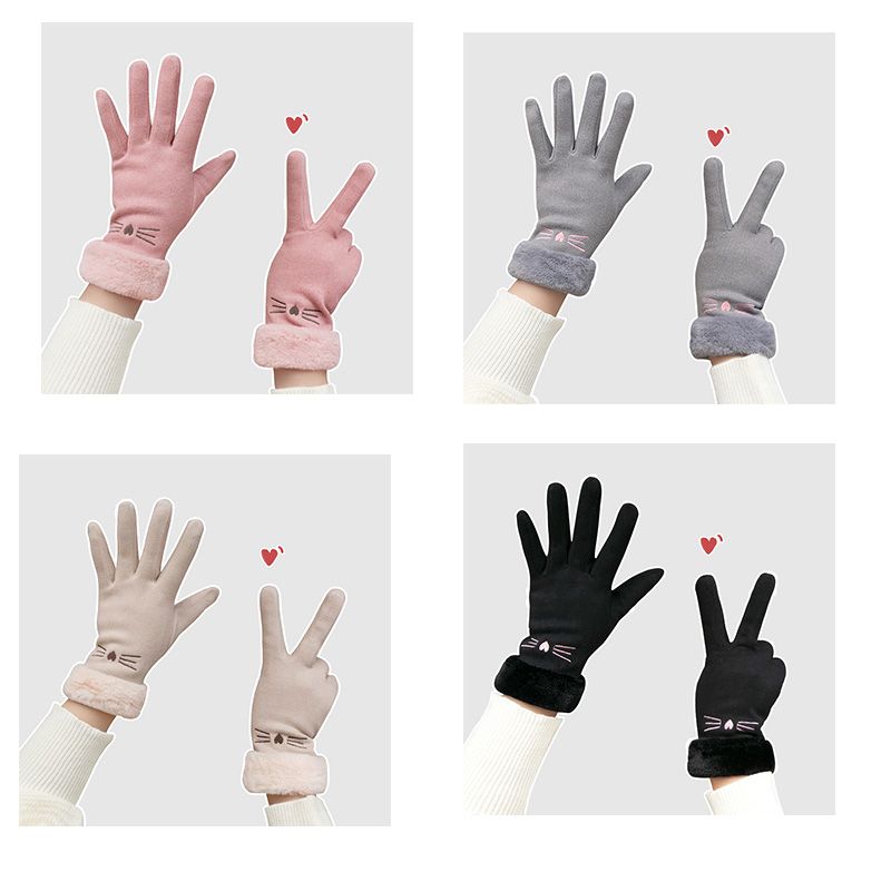 A400-A600女士冬季保暖手套加绒加厚防风防寒触屏骑车百搭