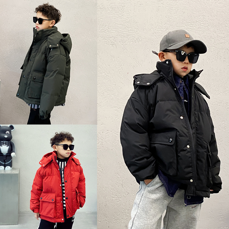 连帽免洗儿童羽绒服男童三色加厚冬季新款中大童洋气保暖S5983