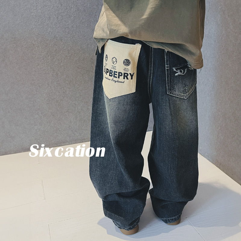 男童欧美风牛仔裤儿童款宽松经典老爹裤中大童休闲直筒裤S6519