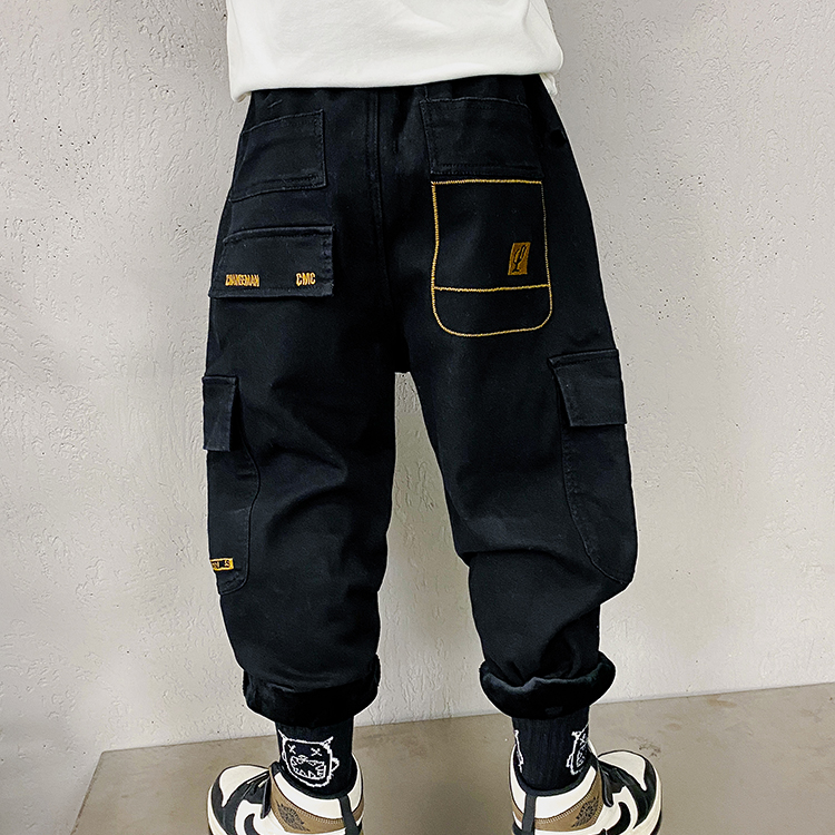 男童加绒裤子冬季新款帅气工装长裤炸街洋气中大童休闲裤S5936