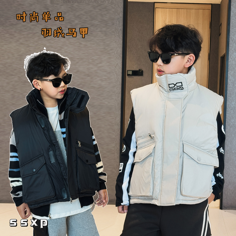 男童立领羽绒马甲儿童冬季保暖背心外套中大童洋气潮牌S7299