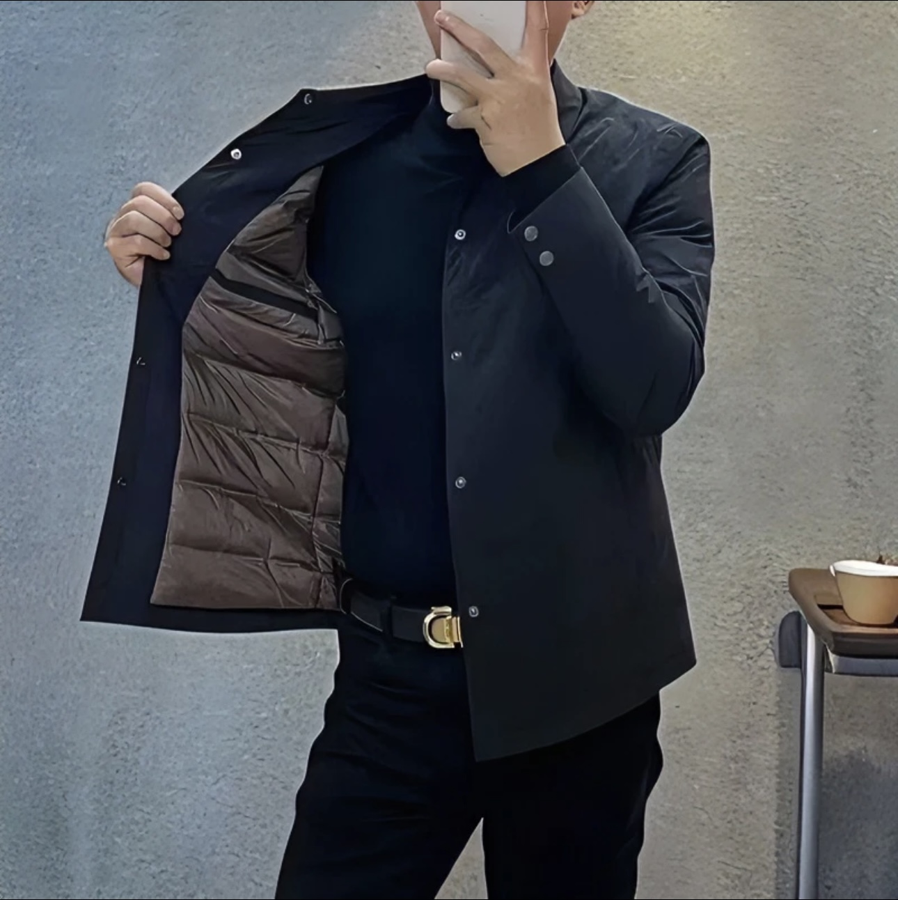 秋冬季韩版棉服新款男士翻领纯色百搭商务帅气休闲保暖男外套加棉