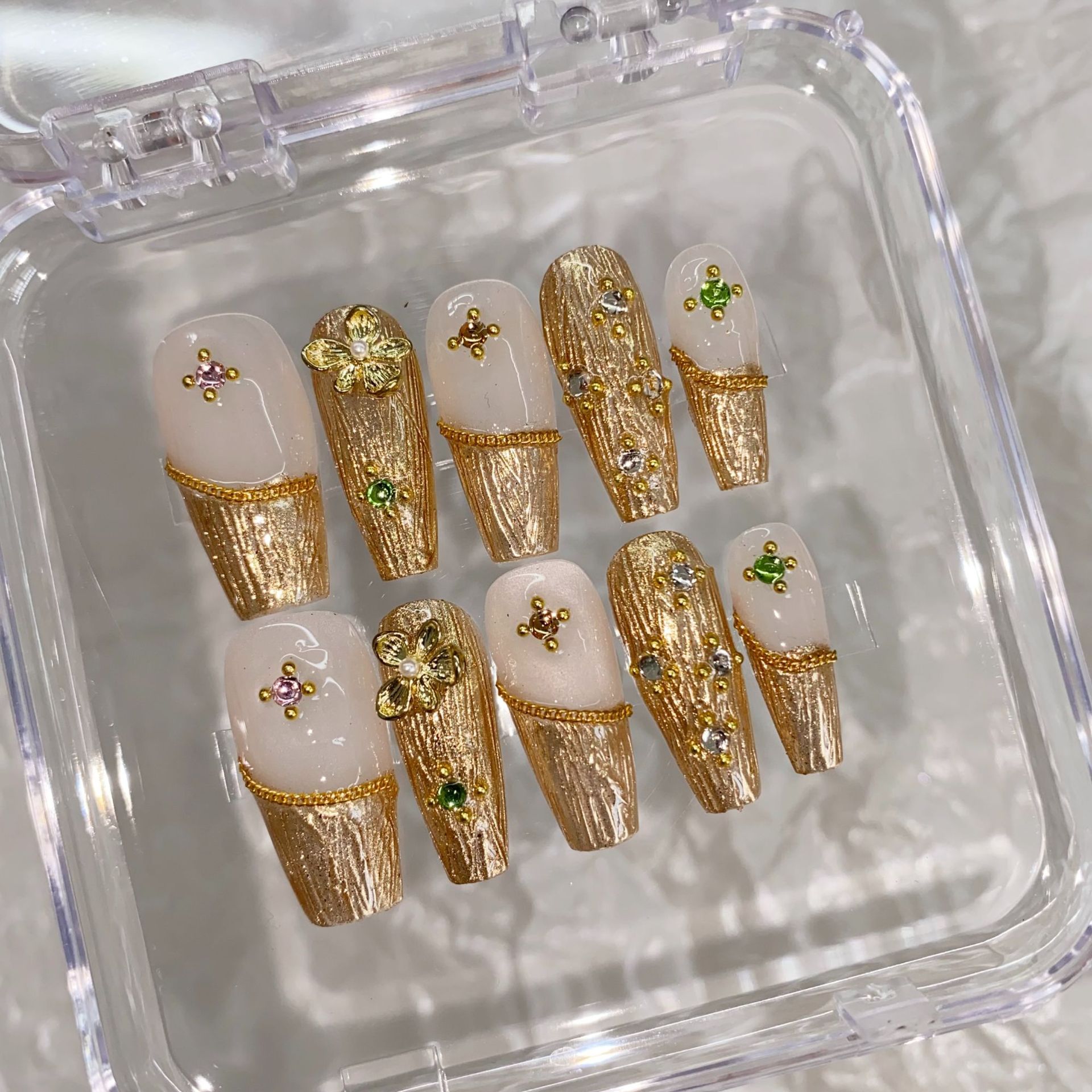 【鎏金布拉提】实拍手工穿戴甲布拉提风格艳丽彩钻款秋冬新款