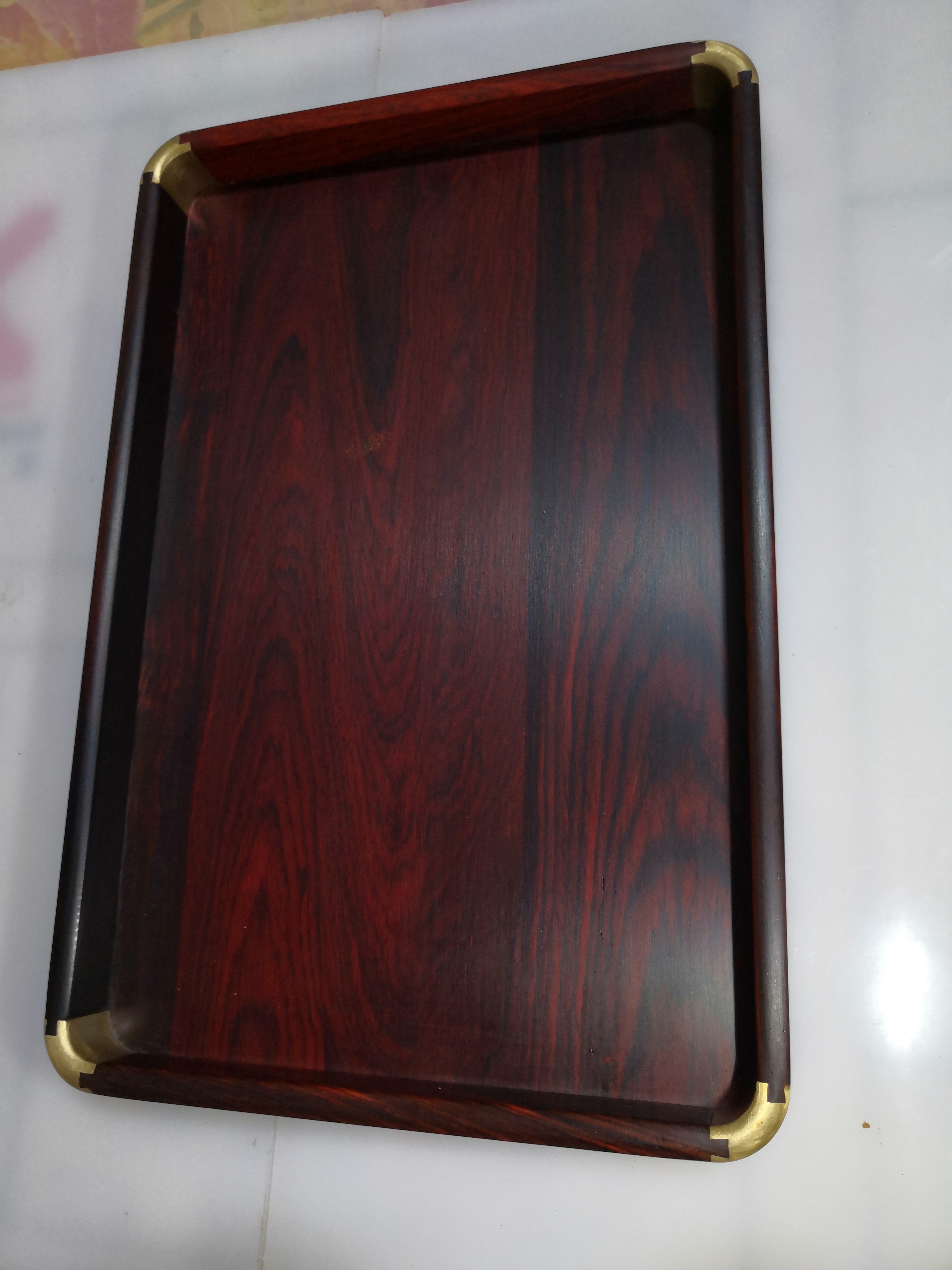 南美酸枝木微凹黄檀托盘长方形，尺寸36x24x3公分，家用木制品