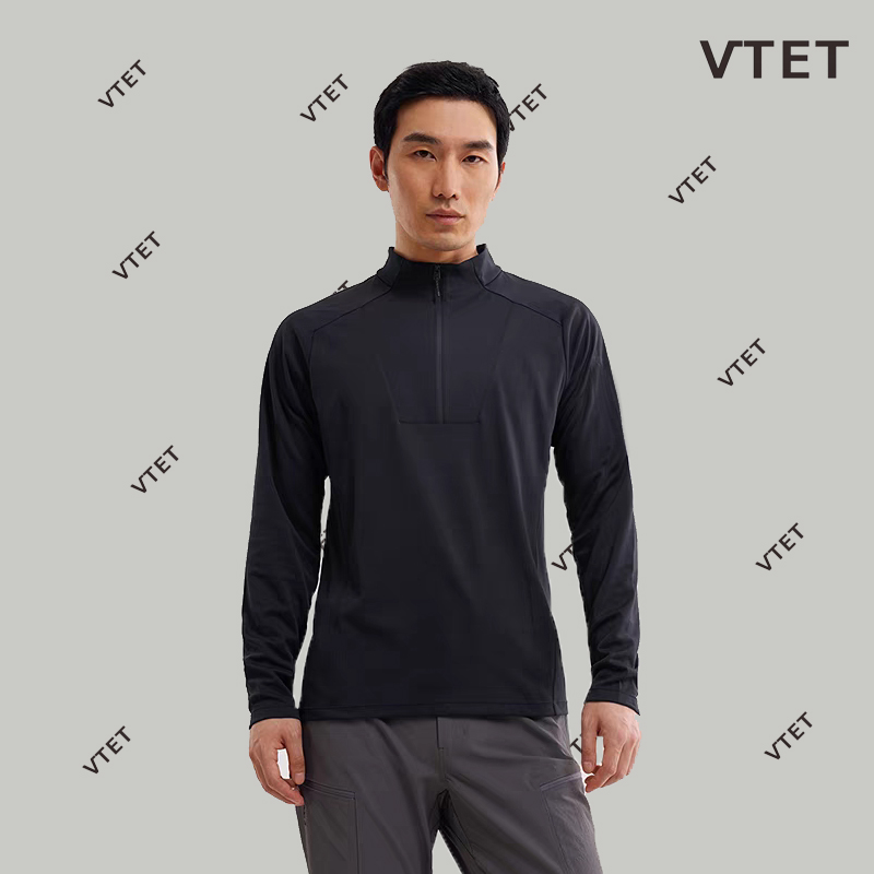 户外运动加绒长袖男士秋冬半拉链保暖套头T恤打底衫/24-2407