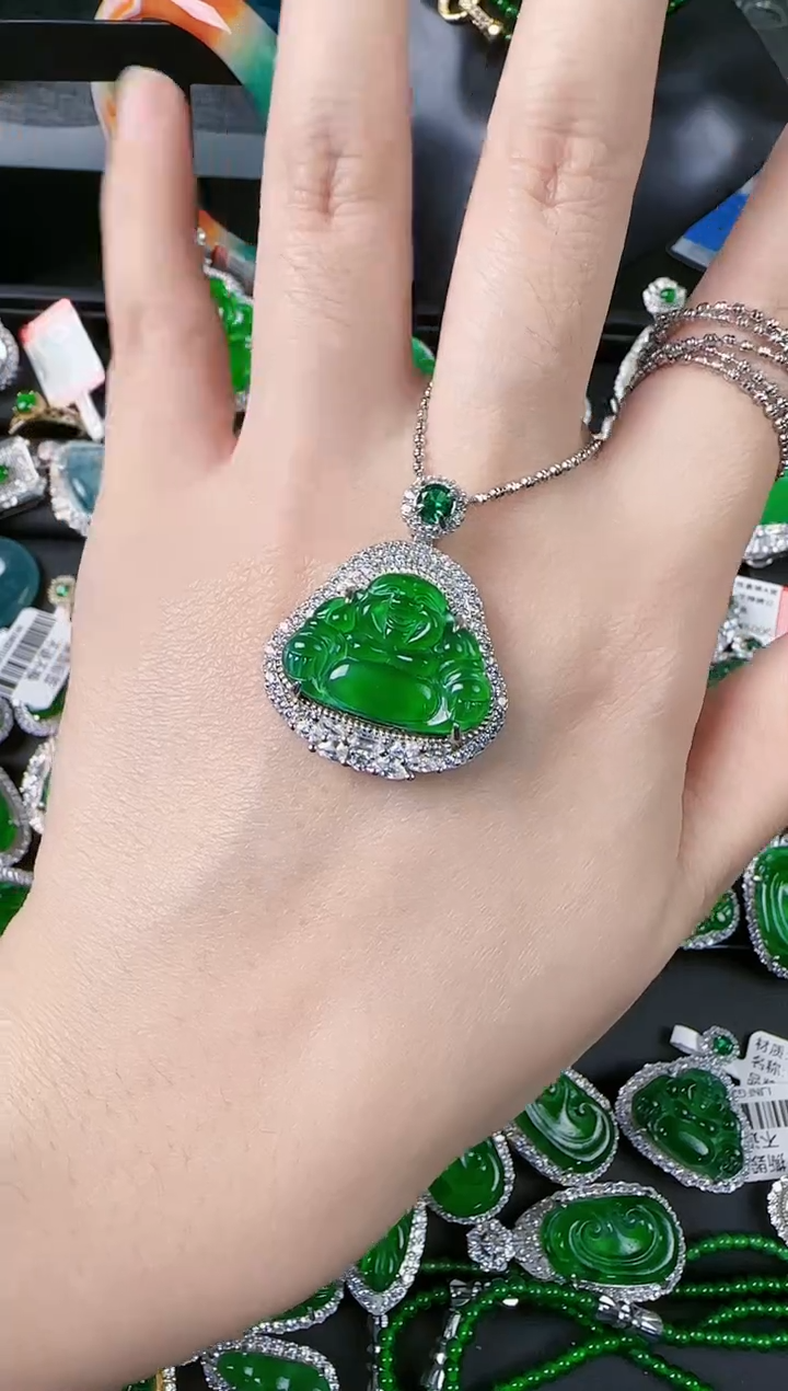 【闪购商品】翡翠吊坠(不含链)银S925镶嵌佛公