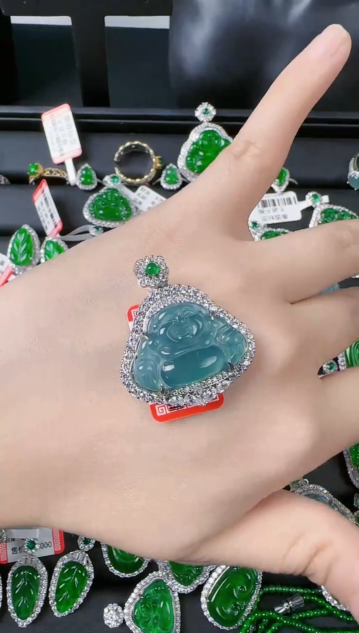 【闪购商品】翡翠吊坠(不含链)银S925镶嵌佛公
