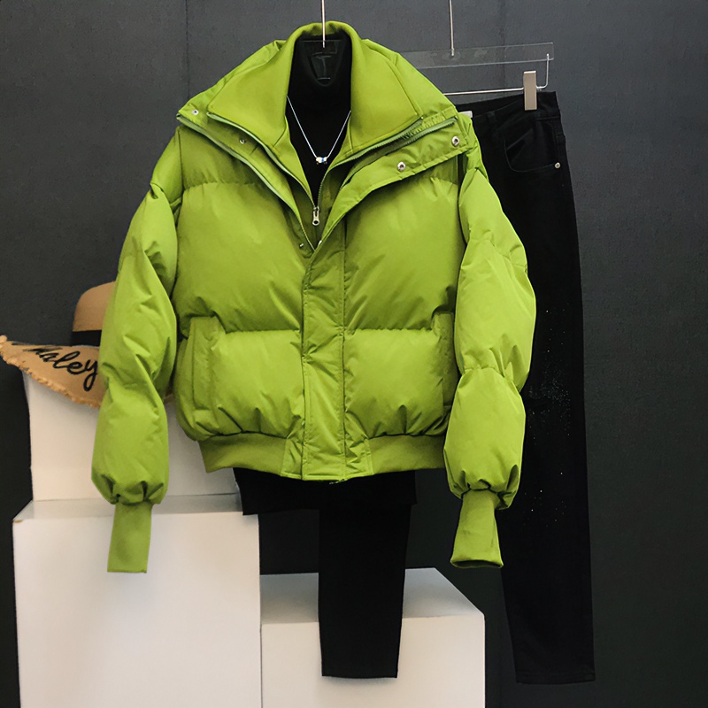 冬季新款韩版假两件加厚棉衣男士休闲设计棉服痞帅纯色面包服外套