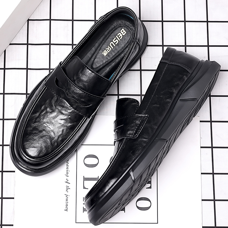 男鞋春夏季皮鞋男商务正装休闲皮鞋透气软底防滑潮流一脚蹬鞋8809