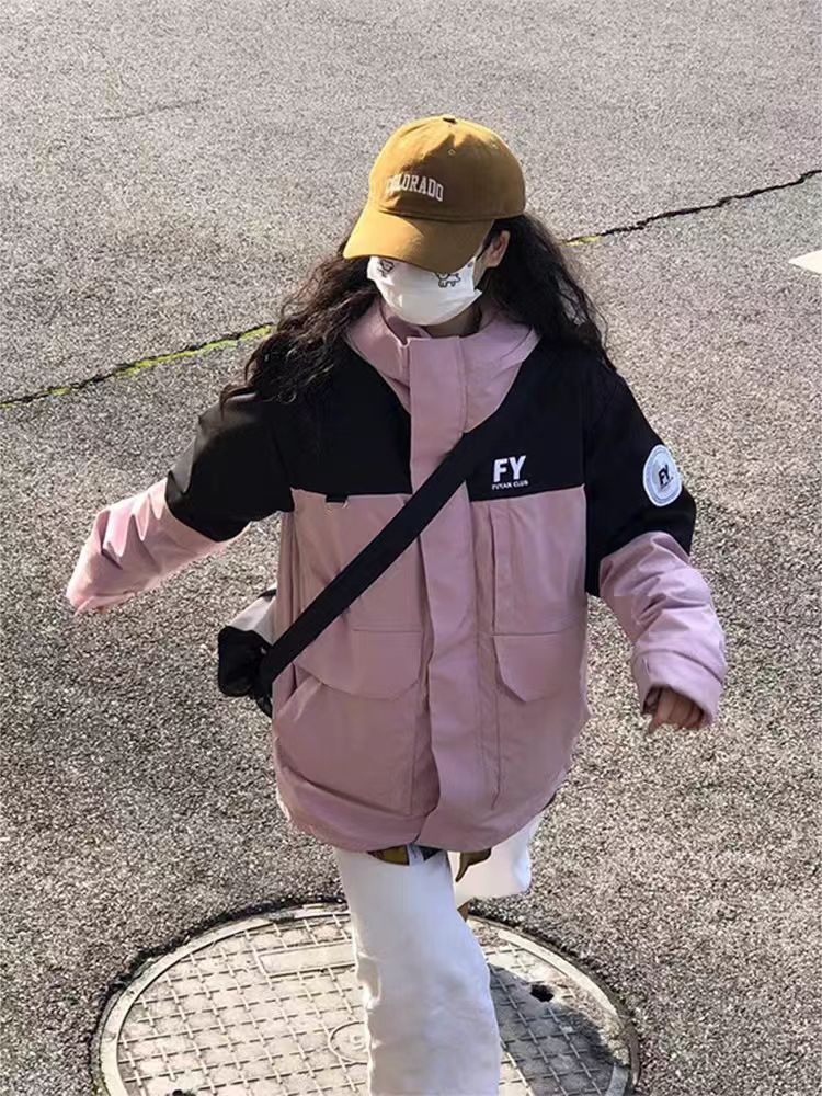 2025秋冬新款青少年宽松休闲工装风外套套装