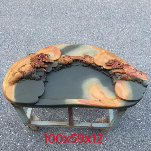 【八特】105x55x9端砚古塔岩砚石整块纯手工复古茶盘
