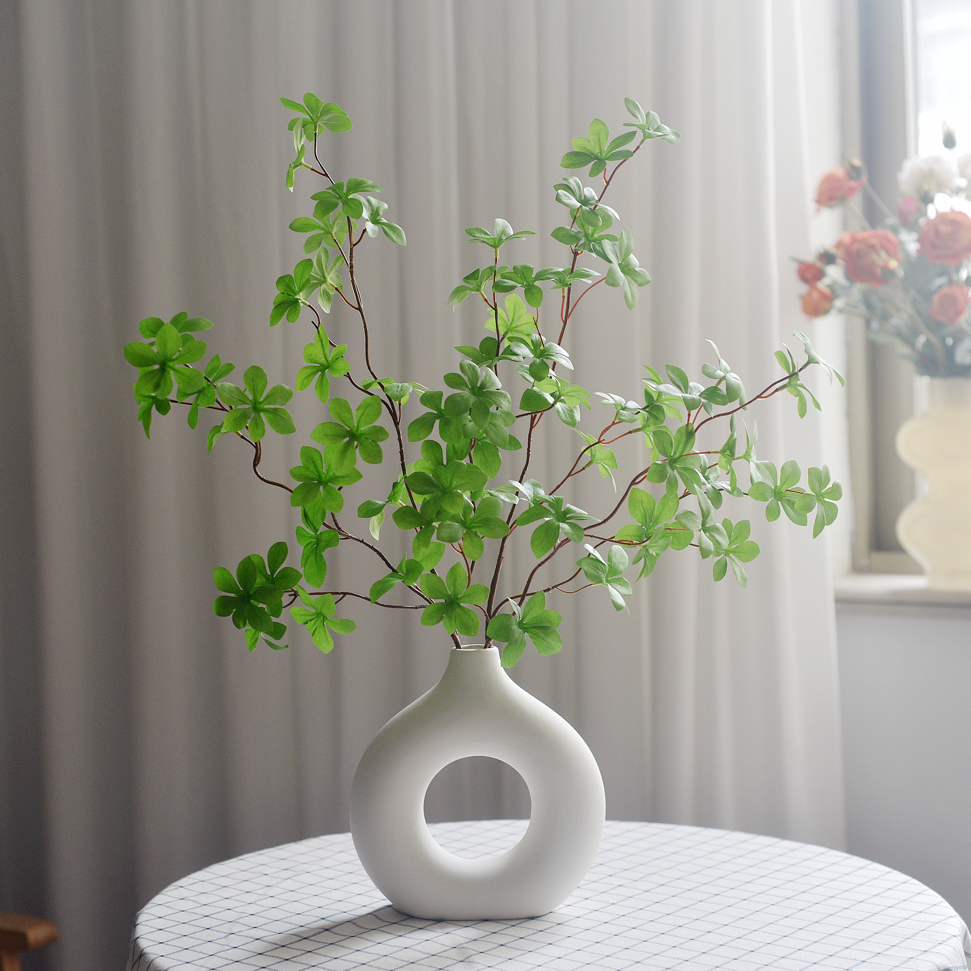 吊钟绿色仿真植物摆件餐桌玄关客厅装饰艺术手工逼真新款道具书房