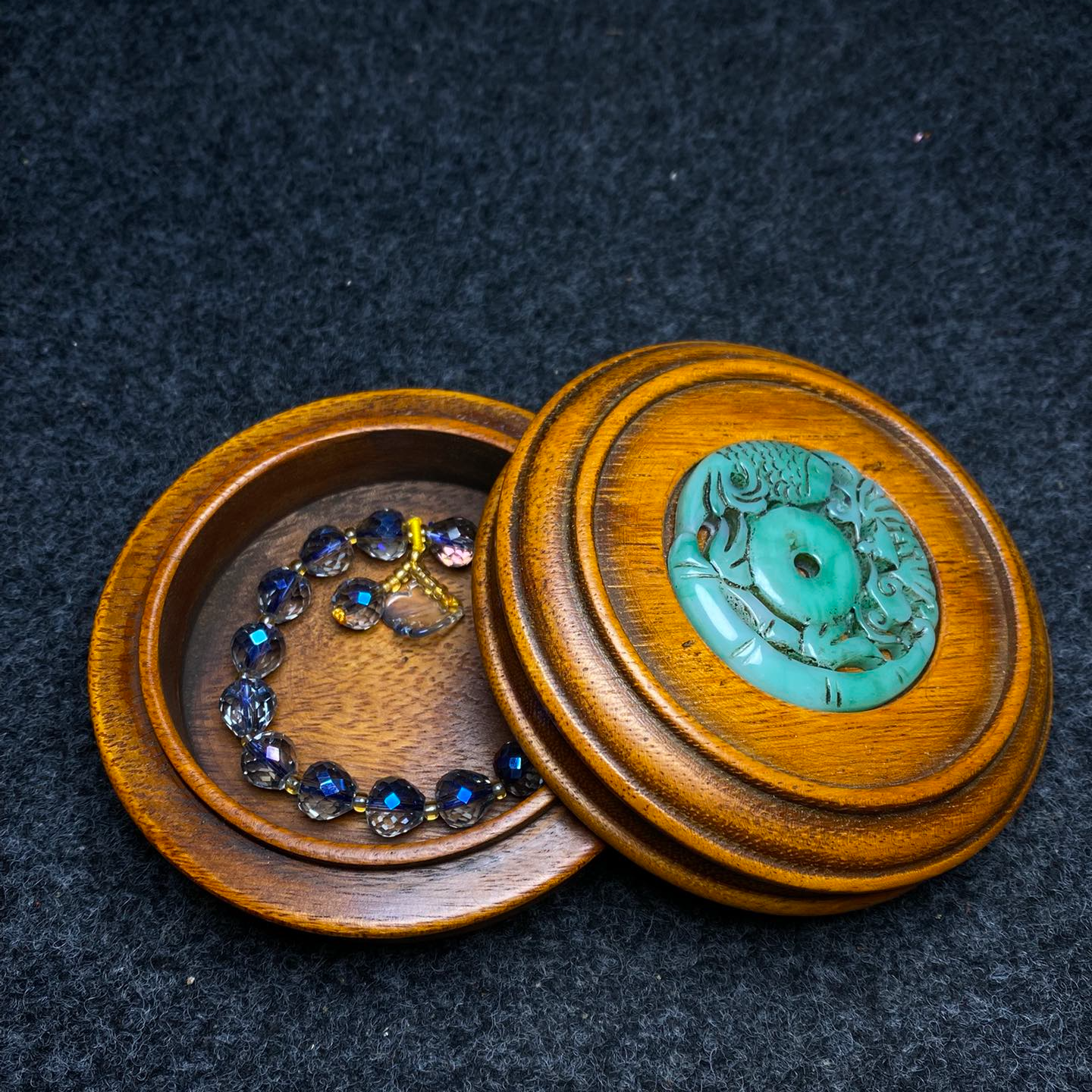 首饰盒/箱 花梨木镶嵌玉石首饰盒内珍藏精品手串时尚