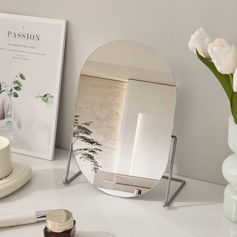 高清单面化妆镜桌面梳妆镜子美容公主镜可旋转椭圆形镜台面随身镜
