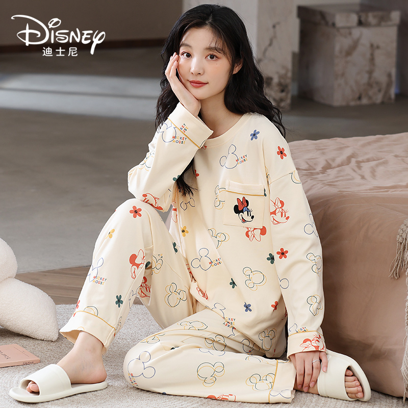Disney/迪士尼春秋长袖睡衣女卡通大码外穿舒适休闲家居服0095