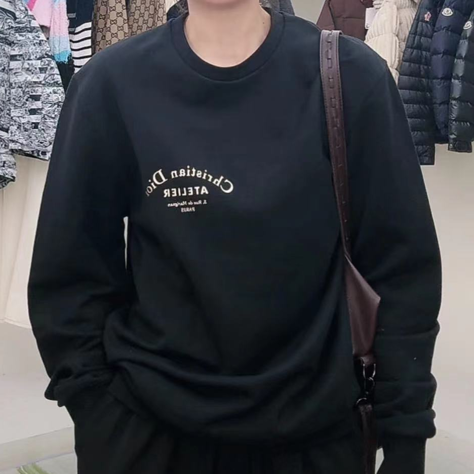 未使用 DIOR/迪奥 圆领Logo长袖卫衣 黑色/S