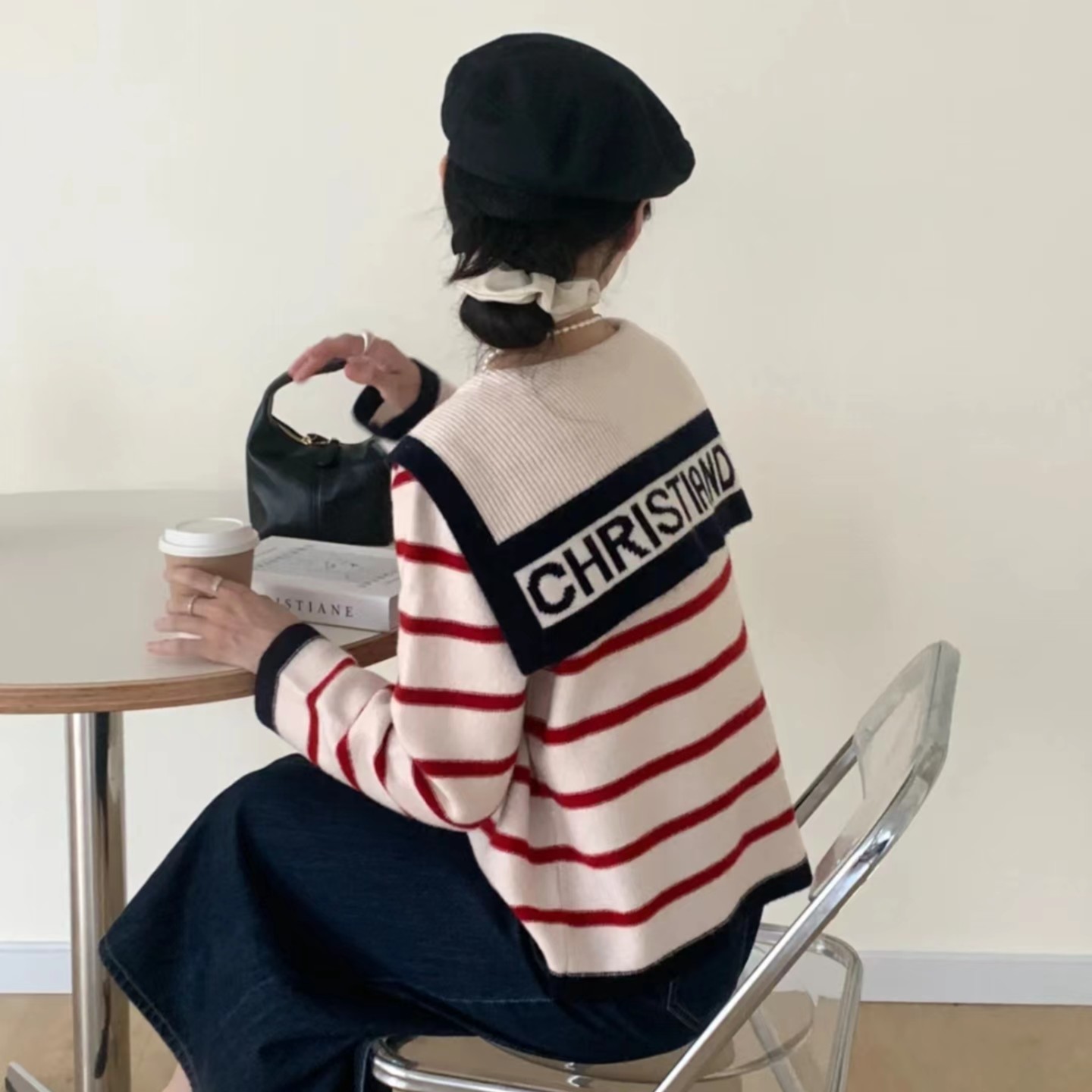 未使用 DIOR/迪奥 水手风条纹开衫/40