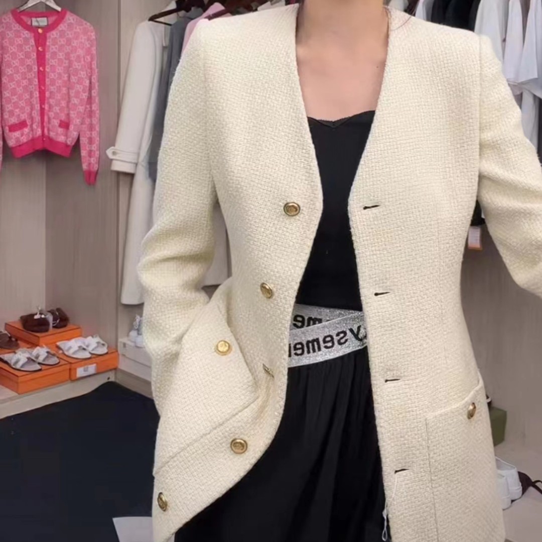 未使用 GUCCI/古驰 花呢V领单排扣夹克外套/SS22/38/公价21000