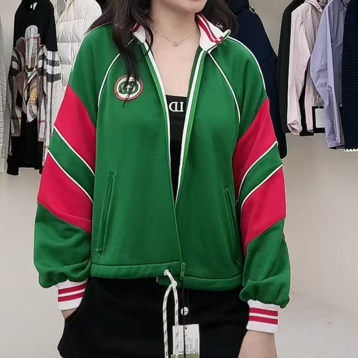 全新未使用 GUCCI/古驰 Gucci 拼色背后字母拉链夹克/XS