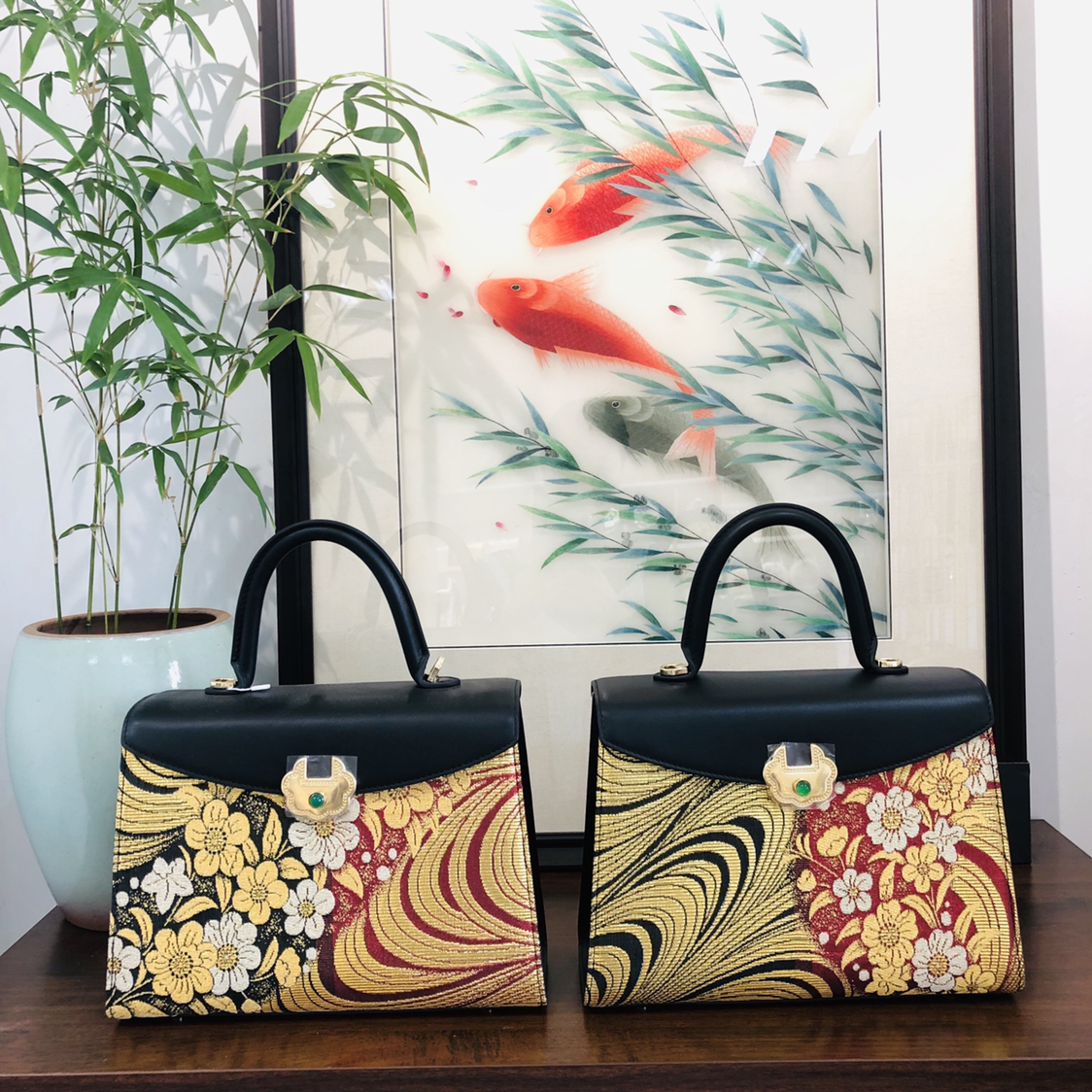 但慕丁香原创手提包女士凯丽包轻奢时尚小众品牌西阵织包包礼品包