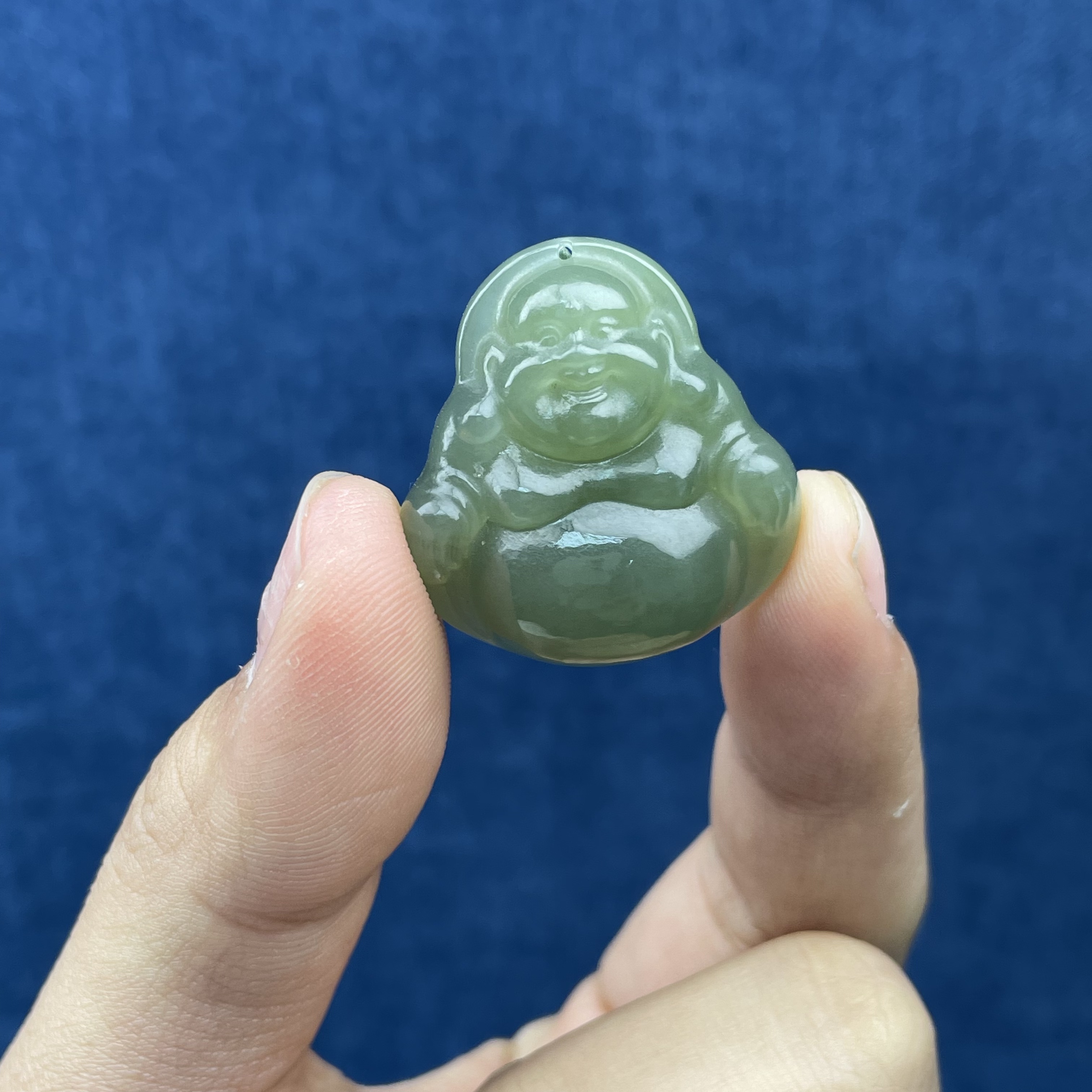 S0218和田玉0佛公吊坠30*28*9.6微瑕品，不退换