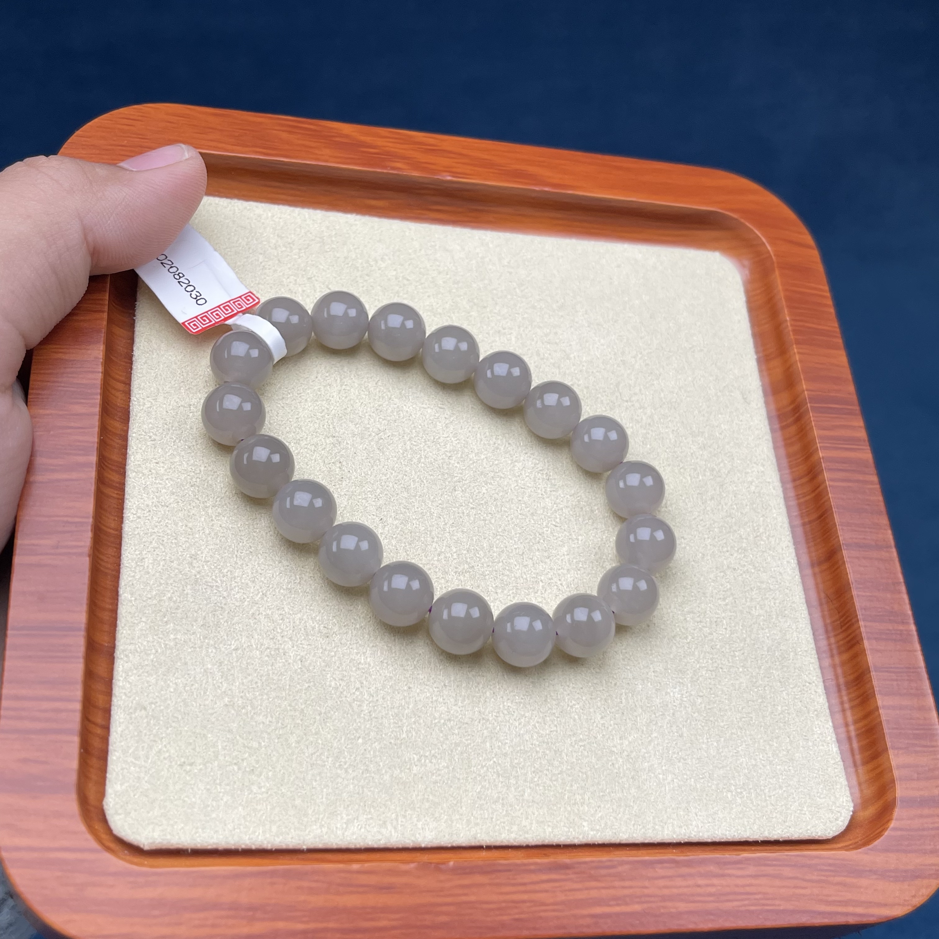 XD040和田玉烟紫手串O  10MM