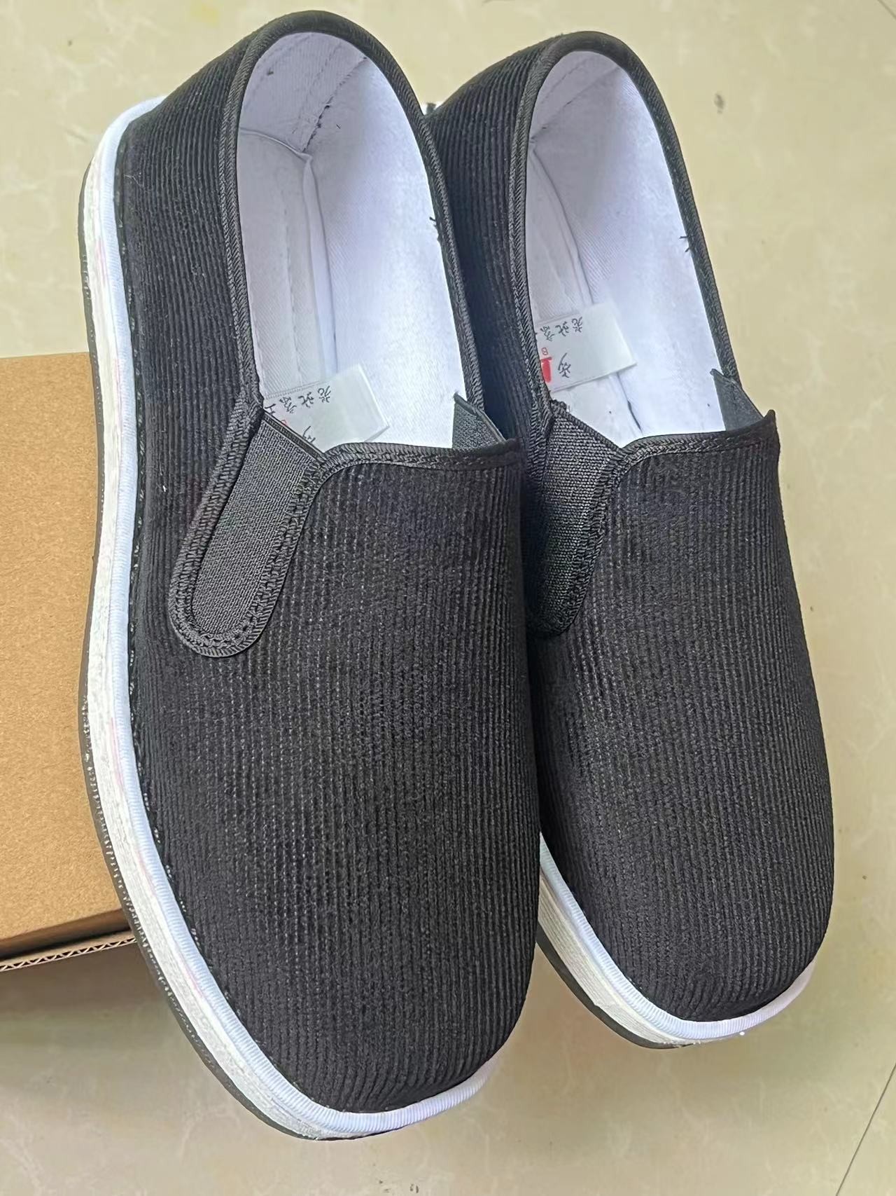 老北京千层底布鞋传统轮胎底布底毛边条绒灯芯绒防铁钉工作鞋