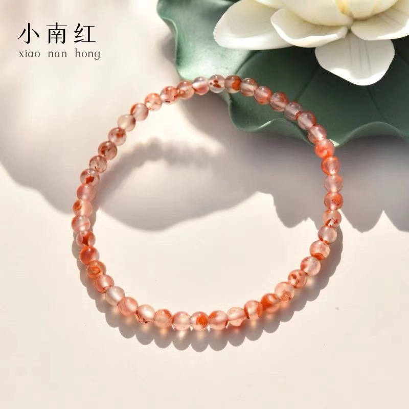 冰飘南红玛瑙圆珠素珠百搭款单圈手串（多样性发货发其一）