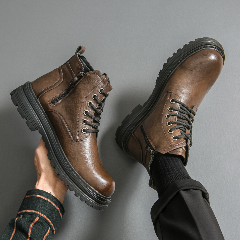 M9811 格斗公牛英伦商务休闲鞋男士皮鞋复古时尚保暖马丁靴男