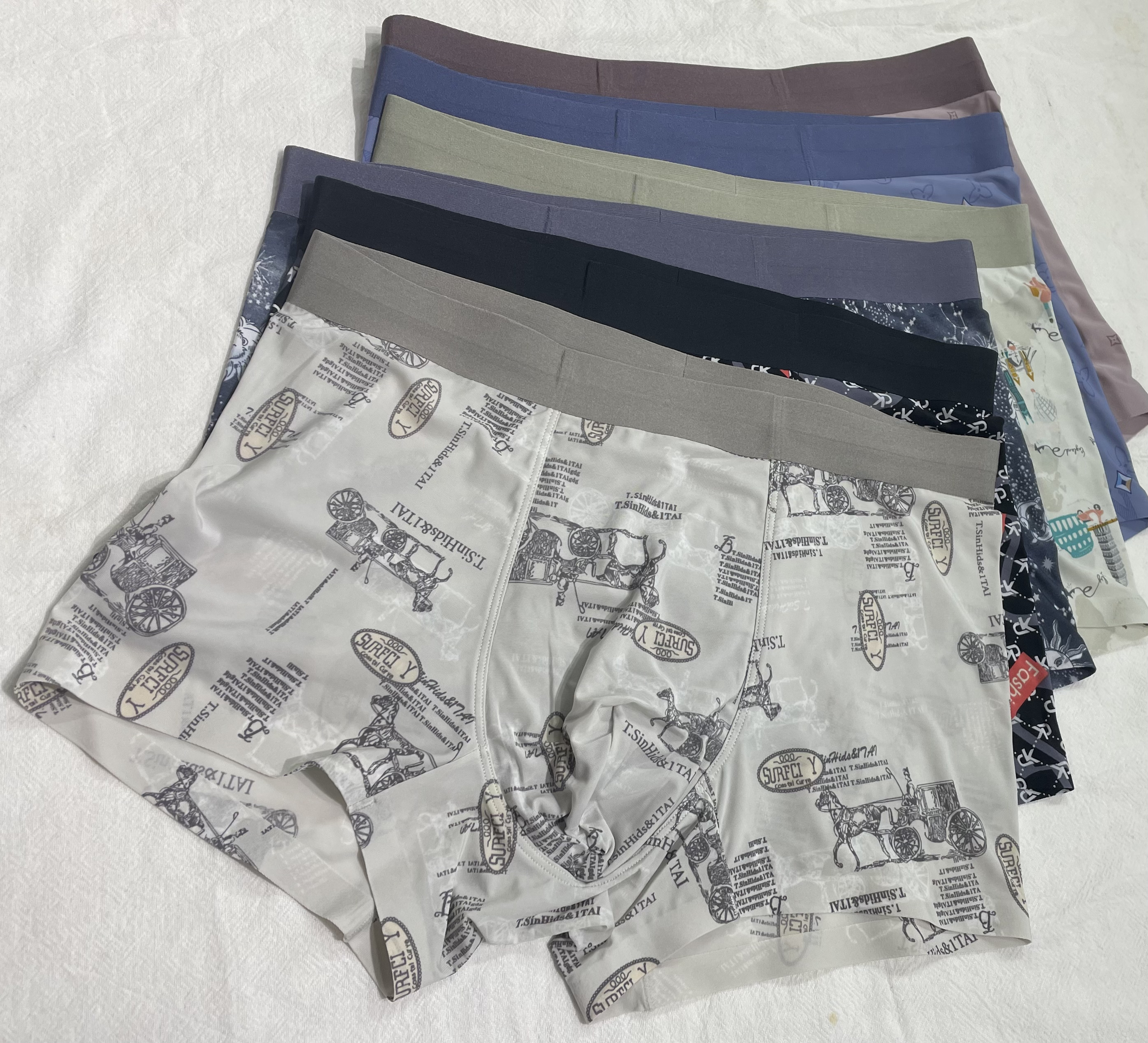 男士内裤轻薄速干冰印花透气平角内裤（3条装）