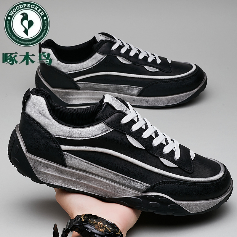 啄木鸟男士透气脏脏鞋百搭运动休闲鞋软底小白鞋时尚英伦帅气潮鞋