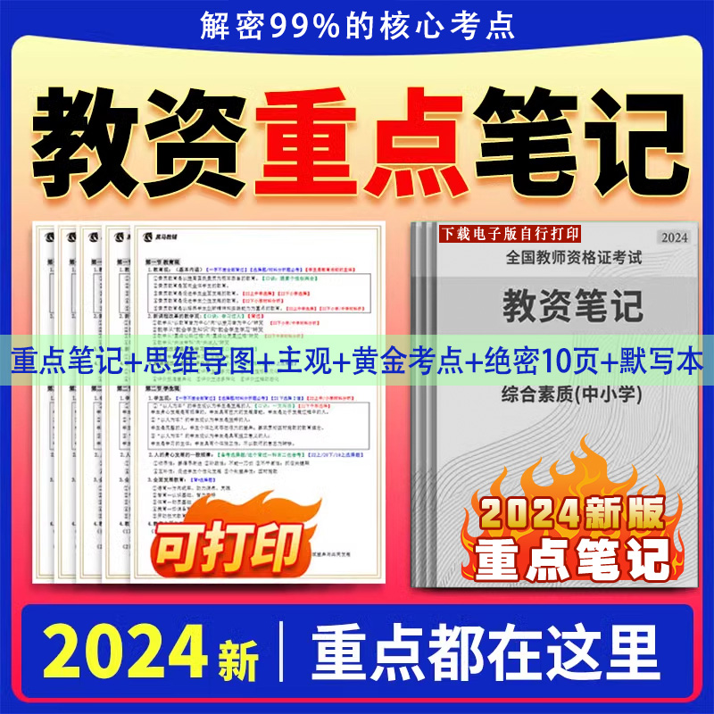 2024年教师资格证教资幼小初高中学重点学霸笔记真题笔试考试资料