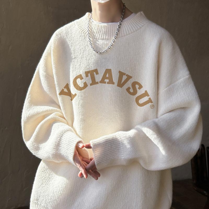 【优品】圆领毛衣男秋冬季新款潮牌针织衫慵懒风线衣长袖外套情侣