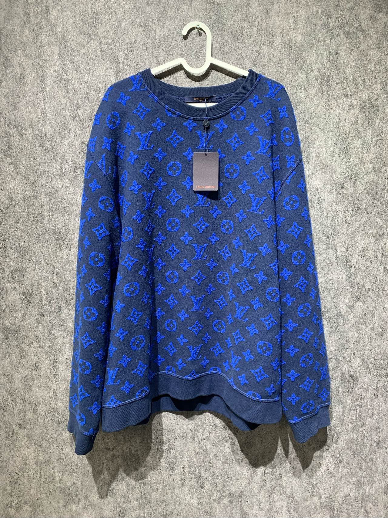 98新/【Louis Vuitton】路易威登 蓝色满印卫衣/xl码/8300/Y7370845