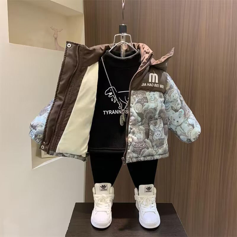 男童冬装棉衣外套2023新款痞帅儿童棉服冬季加厚保暖宝宝加绒棉袄